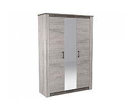 Шкаф 3-х дверный с зеркалами Денвер Риббек серый