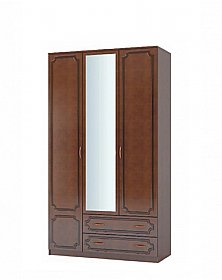 Шкаф 3-х дверный с зеркалом Браво Орех лак