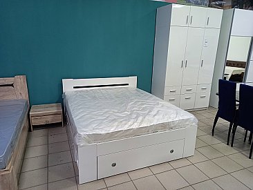 Кровать двуспальная с ящиками Стелла (140 / 160) Белый