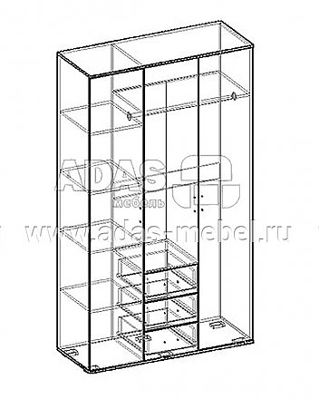 Шкаф 3-х створчатый - Схема - Стенка Альтернатива-1