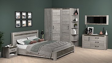 Кровать полутороспальная Денвер (120) Риббек серый