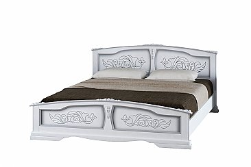 Кровать двуспальная из массива Елена Белый жемчуг