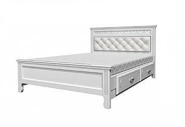 Кровать двуспальная Грация с ящиками Античный белый