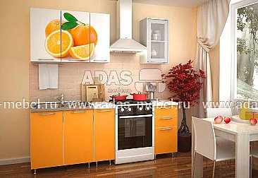 Кухня Фотопечать - 210 см - Оранж/Аплеьсин