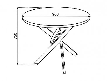 Схема - Стол круглый нераскладной со стеклом Даллас