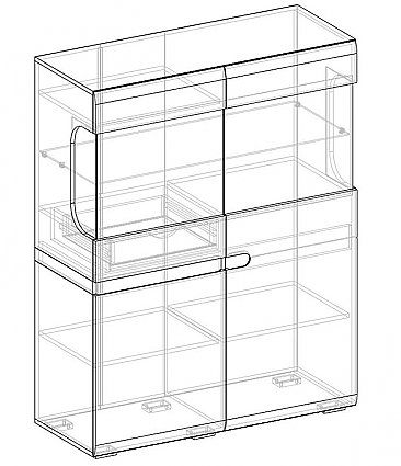 Шкаф витрина 2-х створчатая малая (440) Ультра - схема