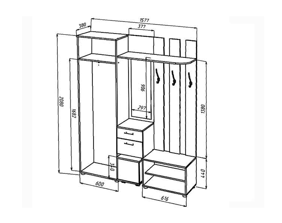 Прихожая мебель с размерами