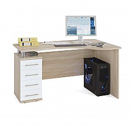 Компьютерный стол КСТ-104.1 левый (цвет Дуб Сонома / Белый)