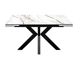 Стол раскладной Меджик 140 Керамогранит Бело-золотой мрамор