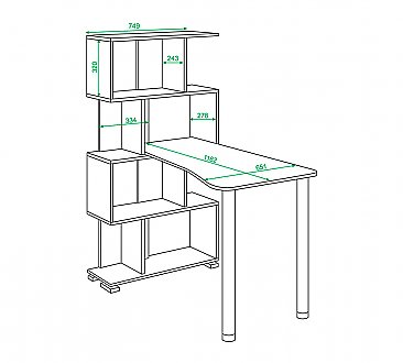 Компьютерный стол СЛ-5-4СТ-2+БД+БЯ схема