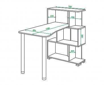 Компьютерный стол СЛ-5-3СТ-2 схема