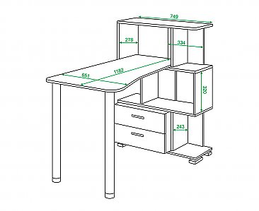 Компьютерный стол СЛ-5-3СТ-2+БЯ схема