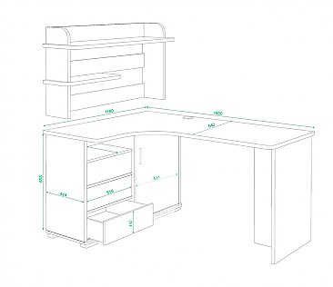 Компьютерный стол СР-145/165 схема 160 см