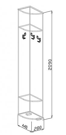 Вешалка угловая Лидер №11. Схема.