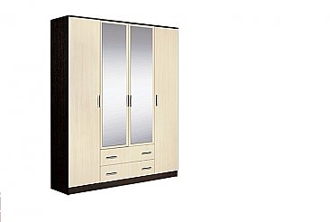 Шкаф распашной 4-х створчатый комбинированный с зеркалами Светлана