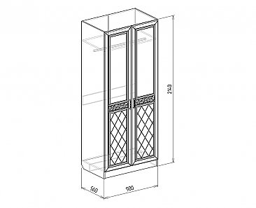 Шкаф 2-х дверный 0,9 Флоренция схема
