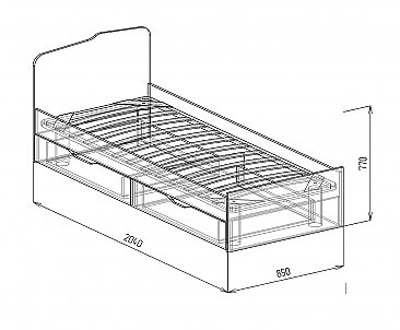 Кровать 0,8 с ящиками Евро №15. Схема.