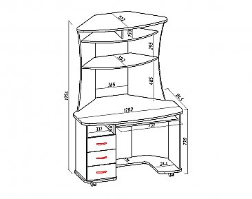 Компьютерный стол КС 20-26 - схема