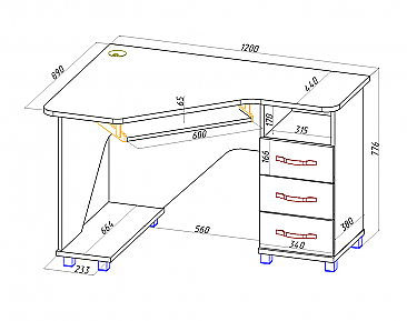 Компьютерный стол КС 20-27 М1 - схема