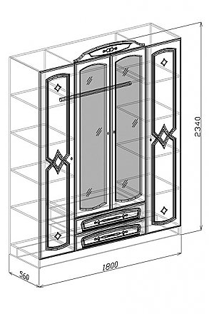 Шкаф 4-х створчатый Классика. Схема.