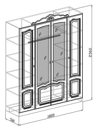 Шкаф 4-х створчатый Корона. Схема.