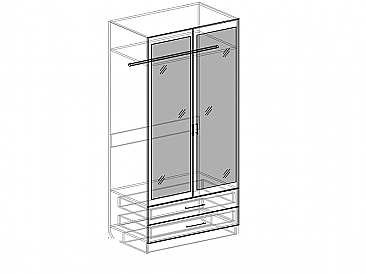 Шкаф 2х дверный с ящиками и зеркалом (540) Афина