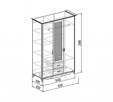 Шкаф 3-х дверный №2 Изабелла схема
