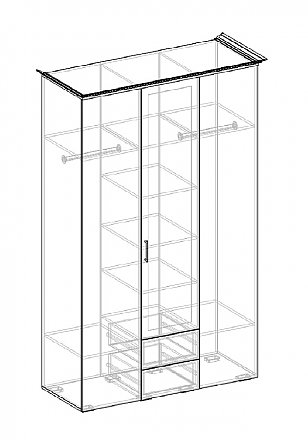 Шкаф 3-х дверный с зеркалом (540) Афина - схема
