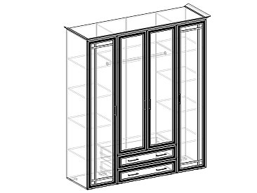 Шкаф 4х дверный с зеркалом и ящиками (540) Бруно - схема
