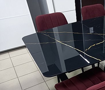 Стол раскладной со стеклом Лиссабон - фотопечать Черное золото