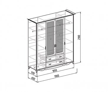 Шкаф 4-х дверный №3 Изабелла схема