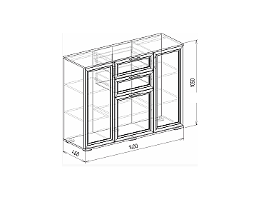 Гостиная Корвет Люкс №5 Бодега - схема комода