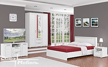 ТВ Тумба Корвет Люкс №44 Бодега - в интерьере спальни