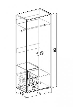 Шкаф 2-х створчатый №4 Космос - схема