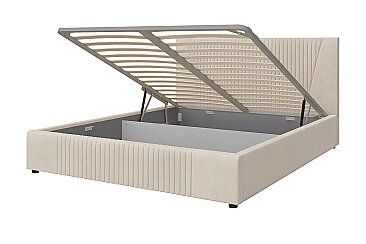 Кровать мягкая с подъемным механизмом Нельсон Геометрия Карамель/160