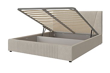Кровать мягкая с подъемным механизмом Нельсон Геометрия Серый светлый/160