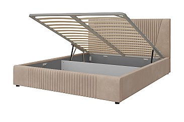 Кровать мягкая с подъемным механизмом Нельсон Геометрия Бежевый/160