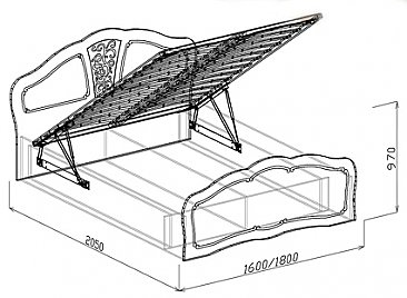 Кровать №2 Верона с подъемным механизмом. Схема.