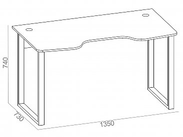 Игровой компьютерный стол КСТ-16 - схема с размерами