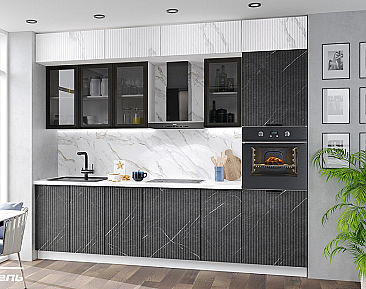 Кухня Вельвет №2 Гранит оникс/Мрамор арктик