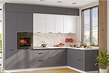 Кухня Вельвет №3 Графит/Бланж софт