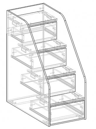 лестница приставная с ящиками для хранения  -Схема
