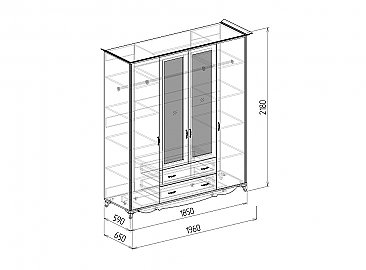 Шкаф 4-дверный № 3 Лидия схема