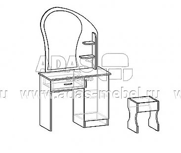 Стол макияжный с банкеткой и ящиком Светлана - схема 