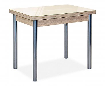 Дуб беленый \ Стекло песочное - Стол обеденный со стеклом Милан-1 EVO