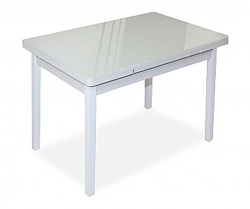 Белый\Стекло белое - Стол обеденный со стеклом Милан-мини EVO