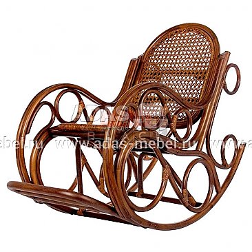 Кресло-качалка Novo с подушкой - коньяк