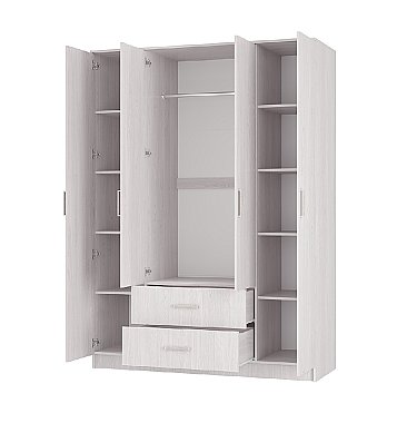 Шкаф 4-х створчатый Титан Ясень белый