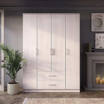 Шкаф 4-х створчатый Титан Ясень белый