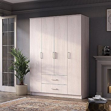 Шкаф 4-х створчатый Титан Ясень белый